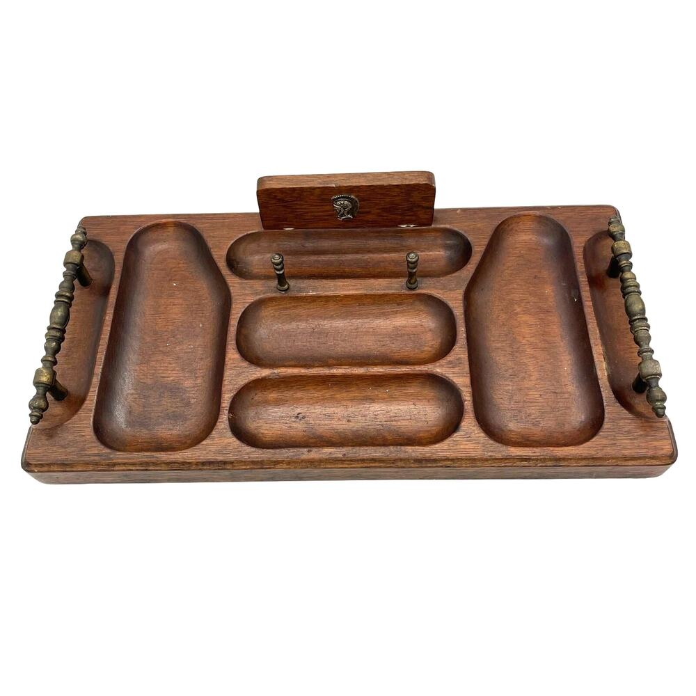 Vintage Mid Century Swank Wooden Valet / Organizer Catchall Tray Made in Japan